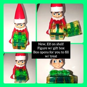 5/$25 New, Elf on shelf Figure w/ gift box Box opens for you to fill w/ treat